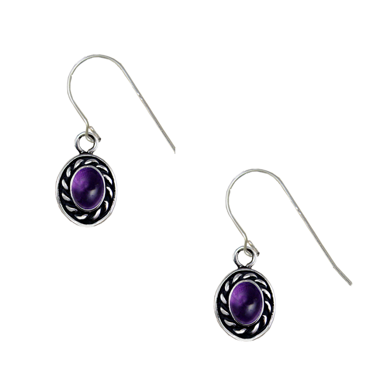 Sterling Silver Little Amethyst Gemstone Drop Dangle Earrings